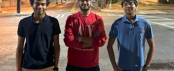 CS majors Arnav Chintawar, Sahibpreet Singh, and Dhruv Roongta